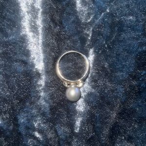 925 Sterling Silver Grey Pearl Ring